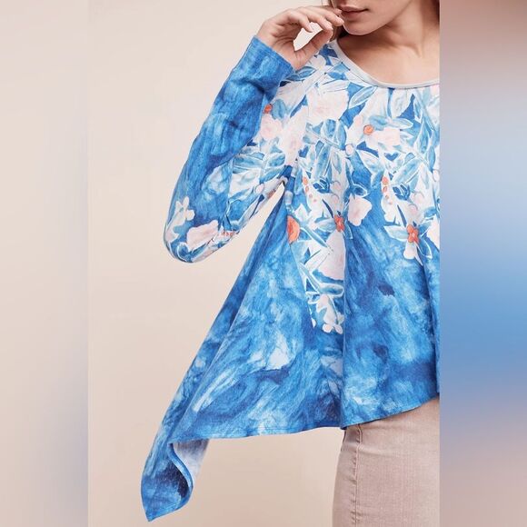 Anthropologie Meadow Rue Linen Fields Swing Top S NWOT - Picture 2 of 11